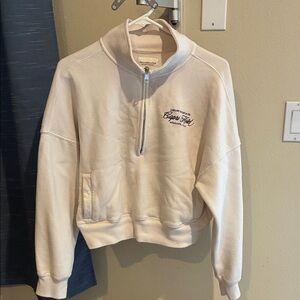 Abercrombie & Fitch Cream Half-Zip Sweatshirt
